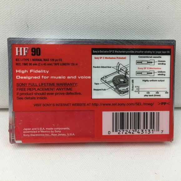 Sony HF 90 Min High Fidelity Normal Bias Audio Cassette Tape Set of 2 Voice - Picture 3 of 7